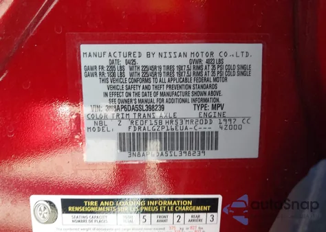 2025 Nissan Kicks Sr Fwd z USA, uszkodzony, nr VIN 3N8AP6DA5SL398239